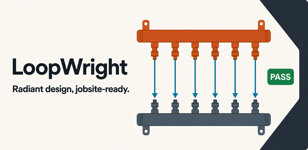 LoopWright app preview with manifold diagram and PASS verdict