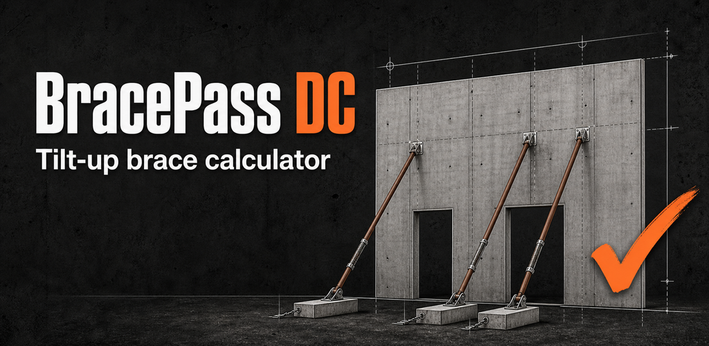 BracePass DC feature graphic showing brace calculation workflow