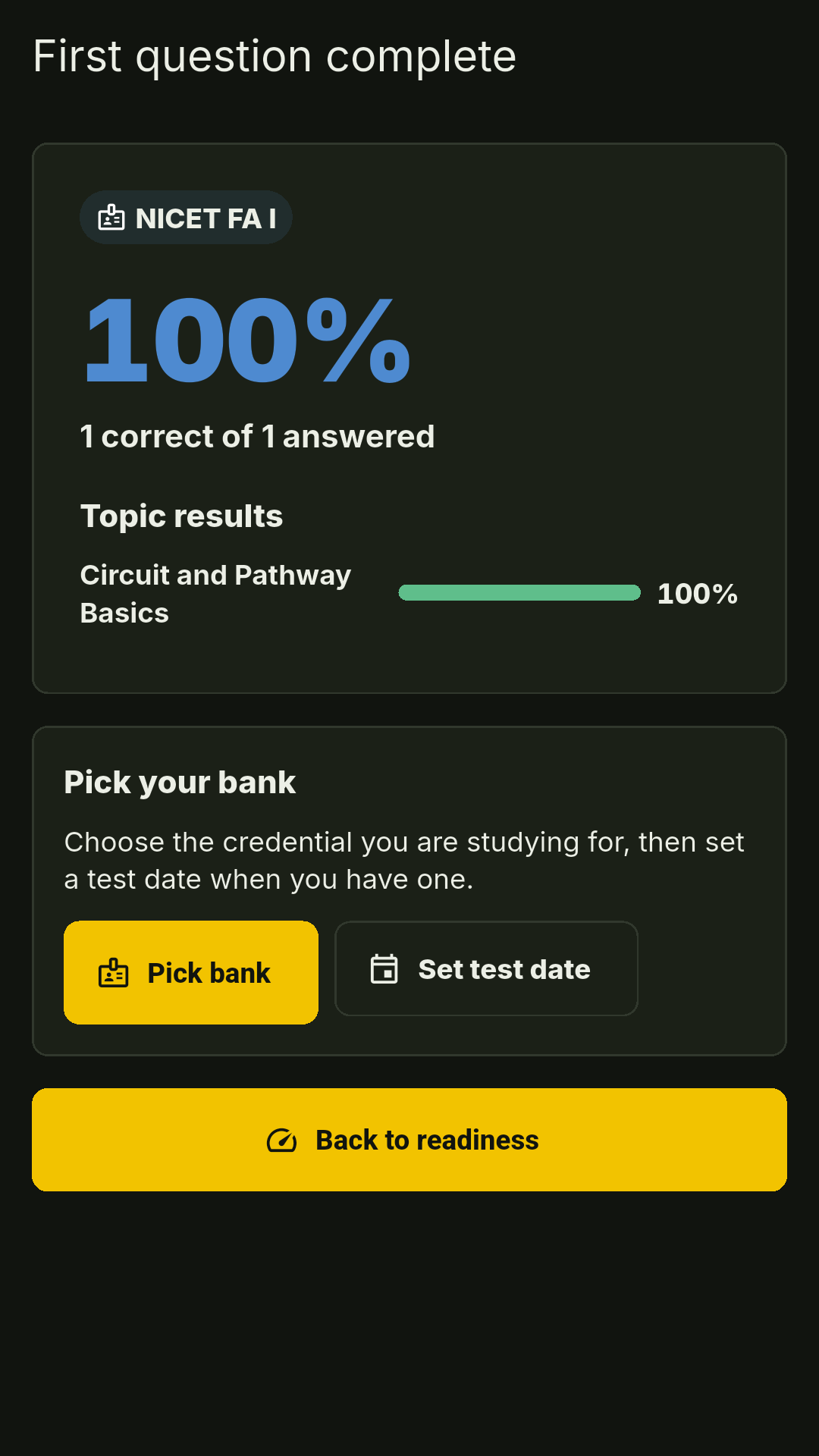 Session summary screen
