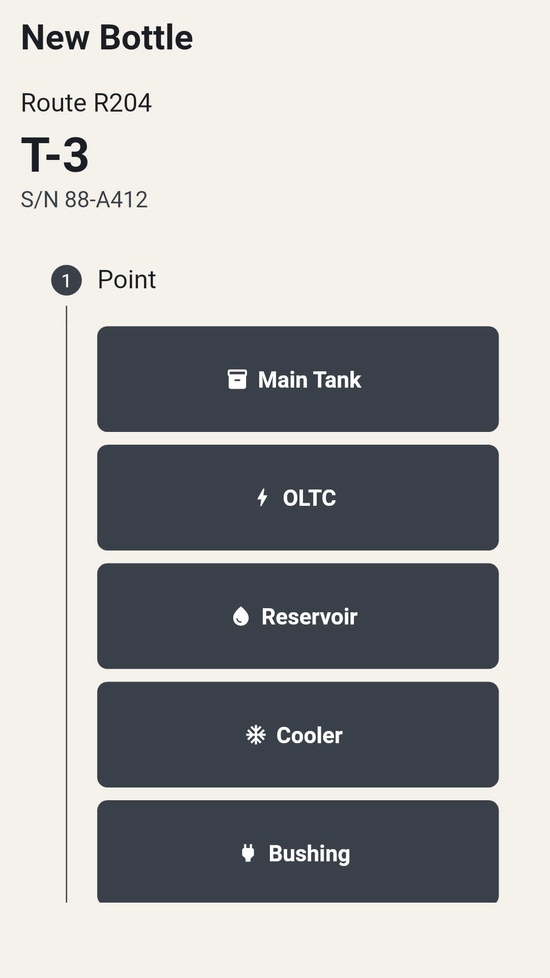 Sampling point buttons for a new DGA bottle