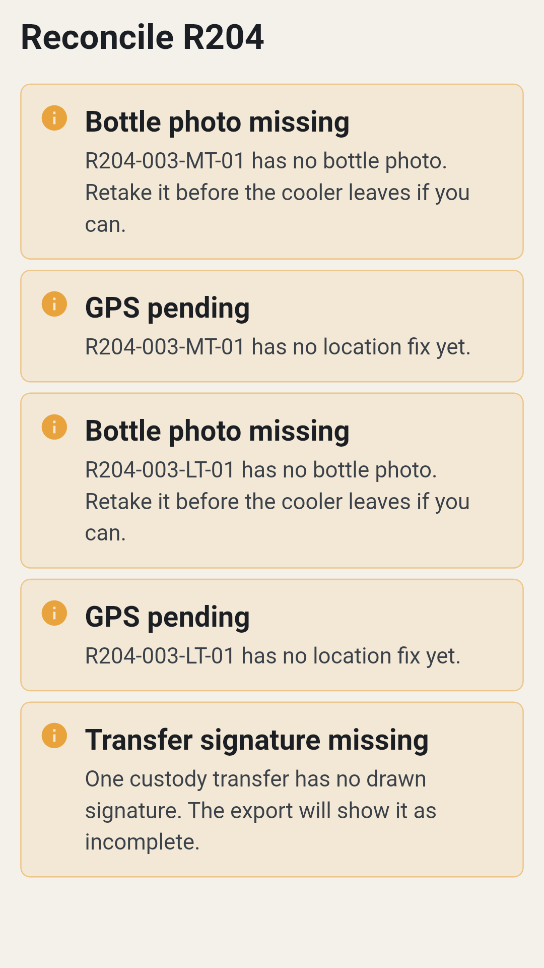 Route reconciliation checklist before export