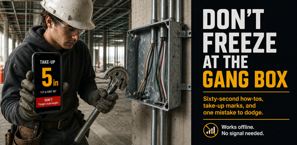 GangBox DC feature graphic with apprentice holding a take-up card.