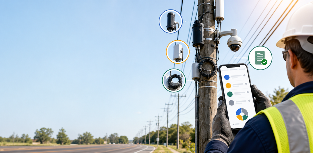 Illegal Attach Tally field audit preview with pole route, proof photos, and exposure tally