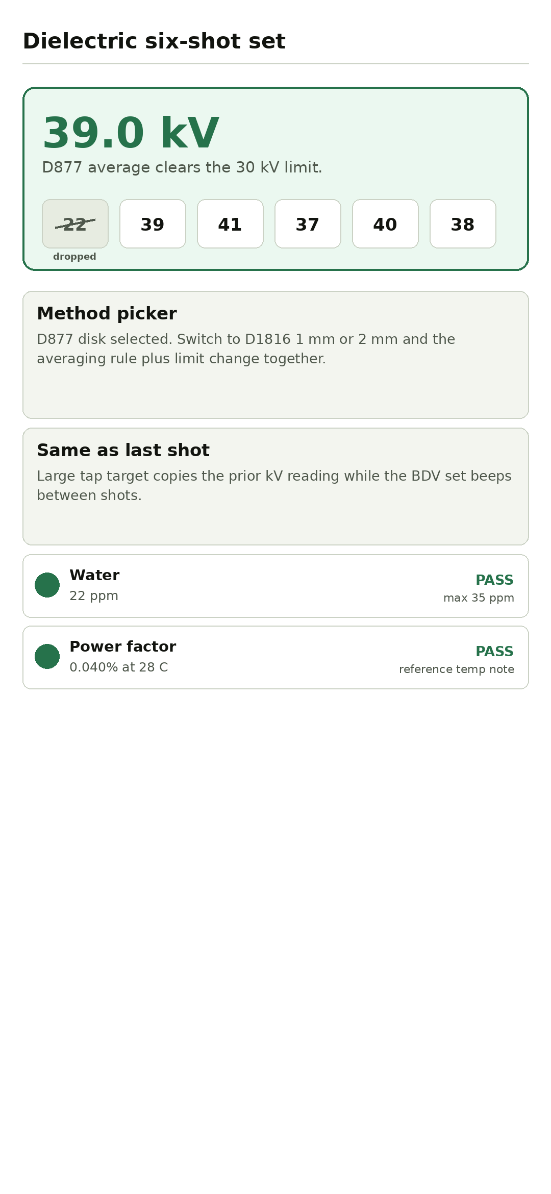 Oil Pass Gate dielectric six-shot entry