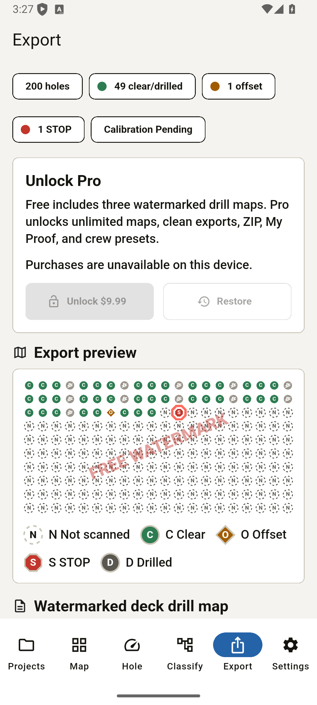 Watermarked export preview