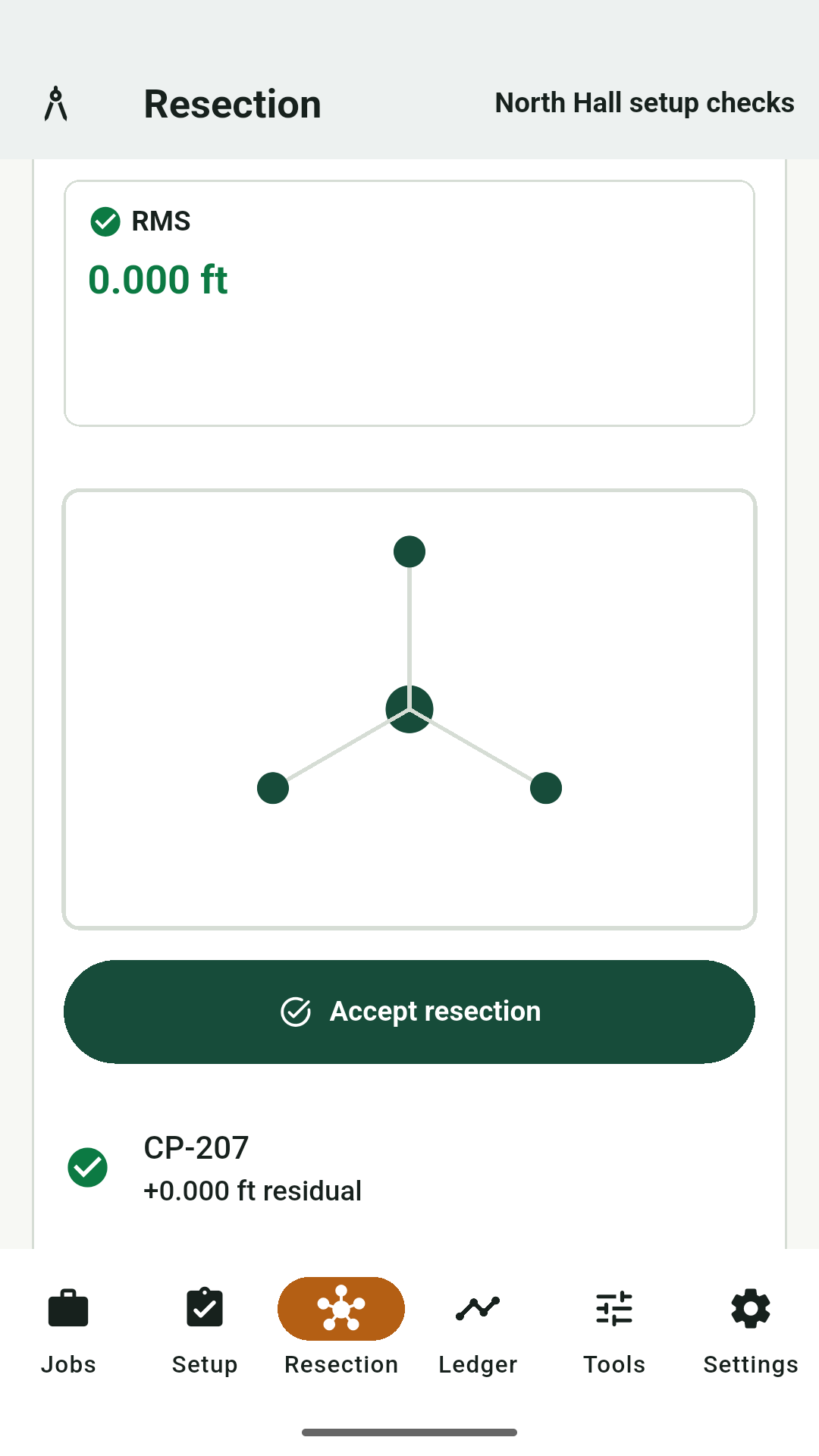 Resection screen with RMS, control sketch, and accept action